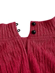 Poshavie Poshavie Đầm ôm body size lớn cổ giả cao kiểu halter, không tay, vắt chéo quấn nhún, len gân kim tuyến cho tiệc tối và cocktail - Đỏ - Xem 6