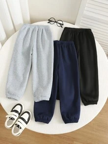 SHEIN 兒童男童 3件組 運動長褲，生日男孩，兒童婚禮賓客，開學第一天 - 彩色 - 查看 2
