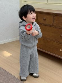 Dazy Kids Infant (Boy) Hooded Long Sleeve Autumn/Winter 2 Pieces Sweatshirt Set - Grey - View 7