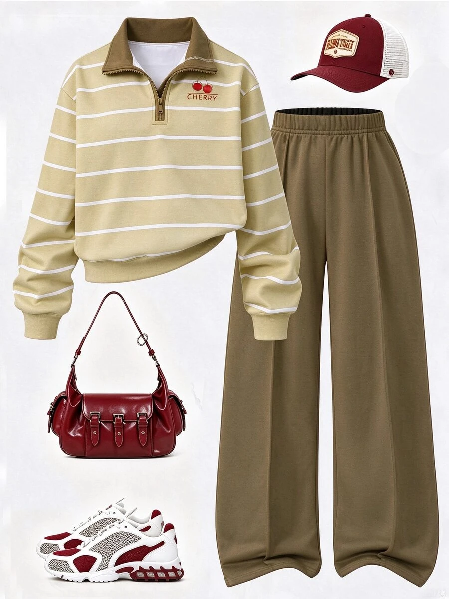 SHEIN 女童休閒兩件套，春夏秋冬，紐約字母印花立領衛衣與短褲，保暖校園穿搭，適合日常穿著、上學、通勤、外出、散步、購物、旅行，可搭配夾克、背心、棉襖 - 彩色 - 查看 1