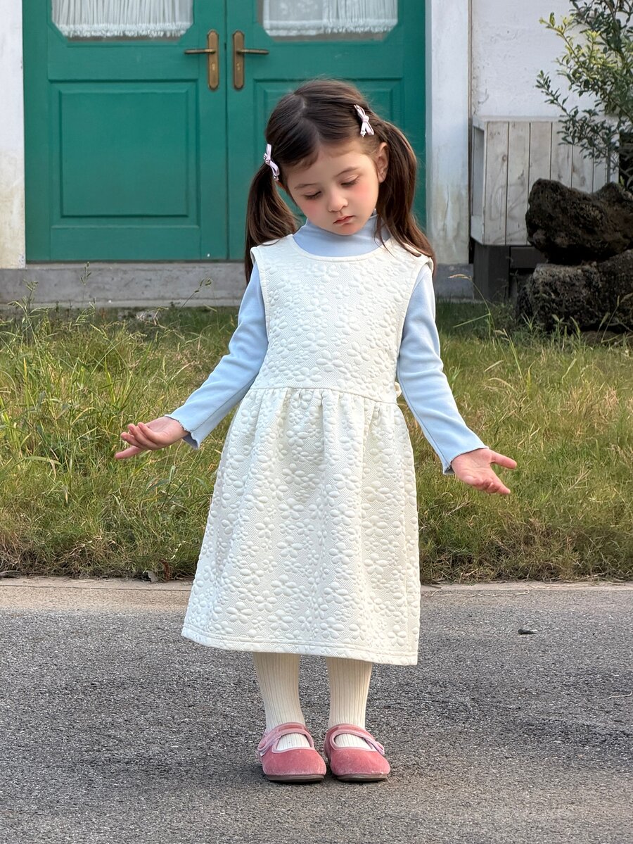 DAZY Baby Girls Formal Dress With Bow Decor On Back, Sleeveless - Apricot - View 1