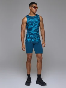 Musero Sport Sleeveless Printed Muscle Fit Bound Vest Autum Winter Sports Activewear - Blue - View 2