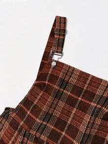 Auvina Plus Size Vintage Plaid Commuter Jumpsuit Fall - Burnt Orange - View 5