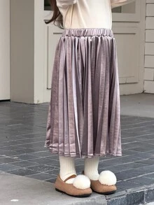 Dazy Kids Infant/Toddler (Girl) Pleated Korean Style Autumn/Winter Bottoms - Dusty Pink - View 7