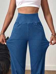 Flexra Tall Tall Black High Elasticity Knitted Denim Jeans - Blue - View 3