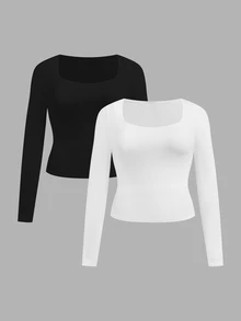 SHEIN EZwear 2PCS Plus Size T-Shirts - Multicolor - View 10