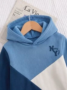 Cozy Pixies 男嬰童休閒日常圓領藍白拼接抓絨衛衣 秋冬款 - 彩色 - 查看 4