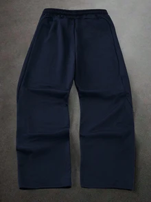 HUEFORM 男士黑色抽繩彈性腰休閒運動長褲，附斜口袋 - 藏蓝色 - 查看 2