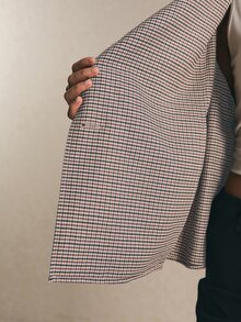 Poéselle 女款雙排扣格紋風衣 高領綁帶外套 復古優雅格紋夾克 秋季襯衫 教師節 辦公室穿搭 - 彩色 - 查看 10