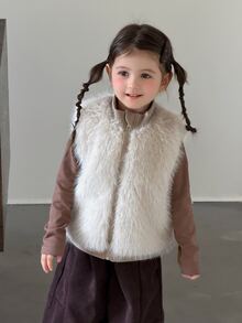 Dazy Kids Baby Girl Stand Collar Korean Style Autumn/Winter Jacket - Apricot - View 5
