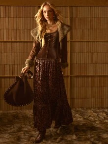 MOTF STUDIO GAUN TANK PANJANG PAS BADAN WANITA 2 DALAM 1 WARNA SOLID & MOTIF MACAN TUTUL DENGAN KARET PATCHWORK - Coffee Brown - View 6