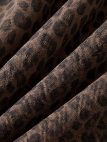 Comfortcana Women's Leopard Print Pocket Simple Versatile Fashion Denim Jeans - Multicolor - View 3
