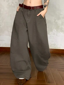 DAZY Women's Loose Street Casual Denim Jeans - Army Green - View 3