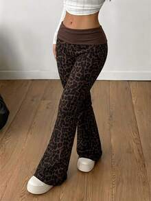 Coolane Women's Sexy Leopard Print Flared Sweatpants - Multicolor - View 6