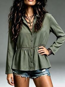 MYSTAURA Plus Size Women's Fashion Versatile Casual Vacation Shirt - Green - View 6