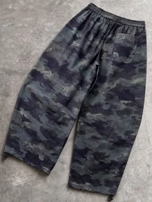 STYNVO Men's Drawstring Elastic Waist Dual Pocket Camouflage Casual Fashion Versatile Long Pants - Army Green - View 2