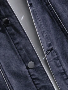 Manfinity Homme Plus Size Men's Casual Black Washed Cargo Denim Jacket - Dark Grey - View 4