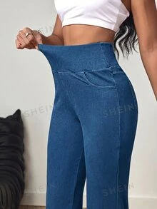 Flexra Tall Tall Black High Elasticity Knitted Denim Jeans - Blue - View 4