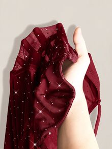 SHEIN ICON 女款時尚性感亮片網紗拼接細肩帶迷你洋裝 - 紅色 - 查看 14