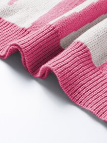 Manfinity Hypemode Men's Casual Letter Graphic Crew Neck Long Sleeve Sweater, Autumn/Winter - Hot Pink - View 5