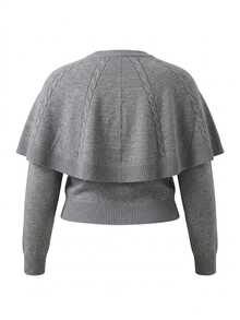 Sweetra CURVE Plus Size Women's Solid Color Casual Versatile Daily Wear Long Sleeve Sweater - Grey - View 2