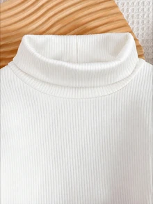SHEIN 青少年女孩秋季上衣 秋冬加厚保暖休閒百搭日常穿搭層次感高領羅紋抓絨布料純色C... - 彩色 - 查看 8