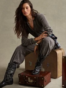 WESTFADE Jumpsuits, Fall, Autumn Clothes, Winter Outfit, Cowgirl, Western, Country Concert, Boho, Cute, Festival, Thanksgiving - Brown - View 5