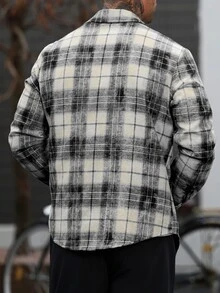 Manfinity CasualCool 男士休閒時尚單排釦格紋長袖襯衫 - 彩色 - 查看 2