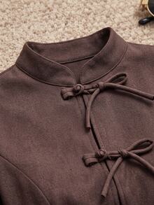 Grovea Women's Plus Size Solid Color Casual Versatile Everyday Shirt - Coffee Brown - View 4
