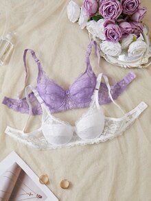 Snug Zone 蕾絲內衣與無鋼圈內衣（2件組含鋼圈） - 彩色 - 查看 3