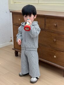 Dazy Kids Infant (Boy) Hooded Long Sleeve Autumn/Winter 2 Pieces Sweatshirt Set - Grey - View 8