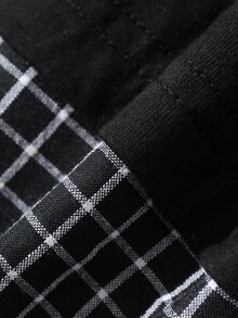 Dazy Kids Baby Boy Plaid 2 In 1 Patchwork Casual Daily Wear Top - Black - View 9
