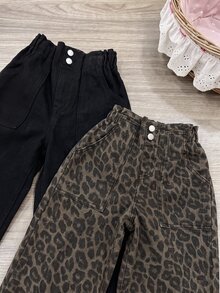 SHEIN LMoss Kids Young Girl Young Girl Young Girl Young Girl 2件組粉色與白色牛仔寬鬆長褲女童款 - 彩色 - 查看 7