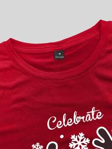 Manfinity Hypemode Men's Letter Print Casual Everyday Short Sleeve T-Shirt - Red - View 5