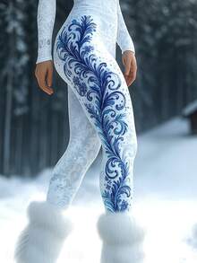 SHEIN LUNE Women's Halloween Print Leggings, Suitable For Daily Wear, And Also A Perfect Choice For Halloween. - Multicolor - View 1