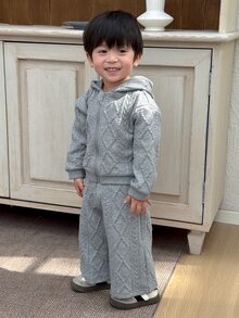 Dazy Kids Infant (Boy) Hooded Long Sleeve Autumn/Winter 2 Pieces Sweatshirt Set - Grey - View 6