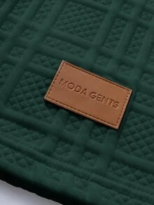 EGENSIO 男士休閒通勤拼接半開襟 Polo 衫 - 墨綠色 - 查看 6