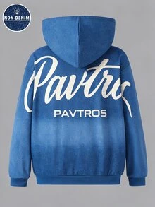 Tween Boys Casual Solid Color Loose Fit Sweatshirt Autumn Fall - Navy Blue - View 2