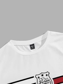 HypeHours 男士經典休閒條紋拼色 NY New York 徽章 T-shirt，適合日常穿著與聚會 - 彩色 - 查看 5