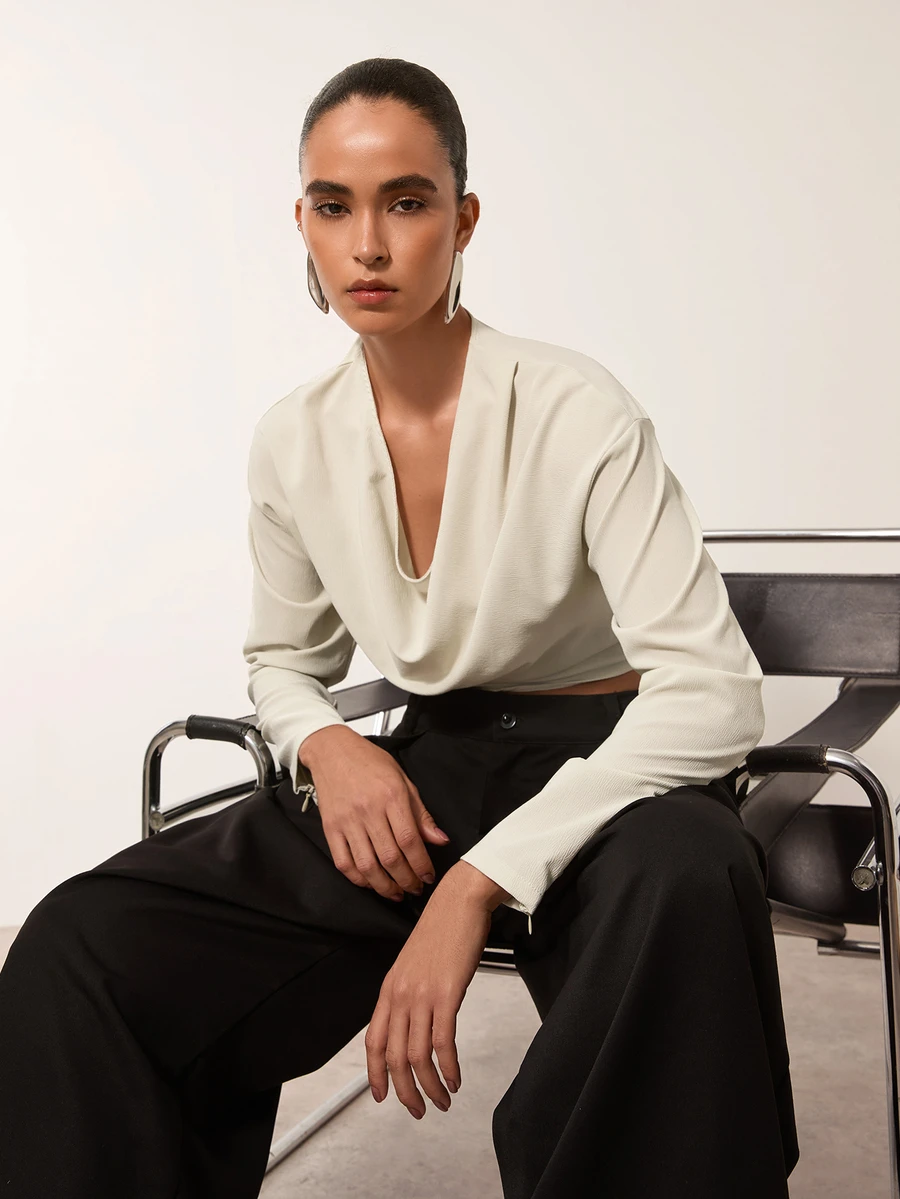 MERLEAU Women's Solid Color Casual Versatile Daily Wear Shirt - Beige - View 1