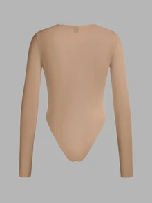 SHEIN EZwear 3件裝純色百搭對比色女款長袖緊身連身衣，適合春秋季節 - 彩色 - 查看 5