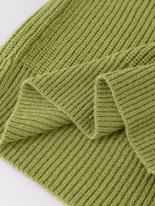 INAWLY Vintage Loose Fit Crew Neck Chunky Knit Sweater, Christmas - Olive Green - View 5