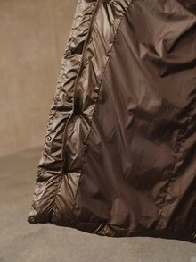 Anewsta Women's Autumn/Winter Modern Retro V-Stitch Quilted Loose Over-The-Knee Winter Coat - Coffee Brown - View 8