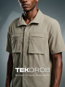 TekDrob Áo sơ mi tiện dụng chống thấm nước & chống tia UV với túi đôi - Màu Khaki - Xem 5