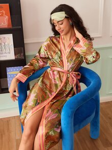 Chillnights Tiger Leopard Hawaiian Vacation Young Cute Striped Color Block Women's Pajamas - Multicolor - View 4