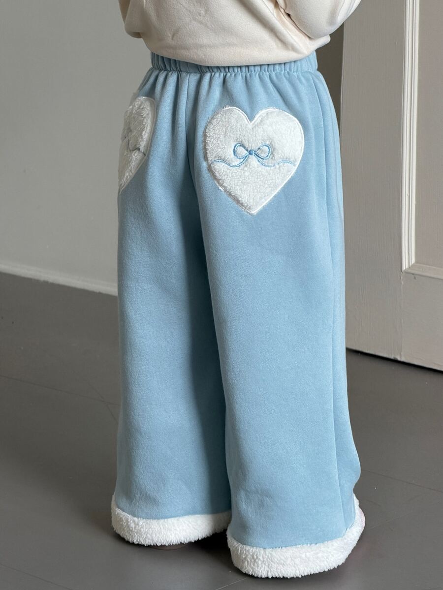 Dazy Kids Toddler Girls Loose Colorblock Patchwork Casual Autumn/Winter Korean Style Versatile Bottoms - Mint Blue - View 1