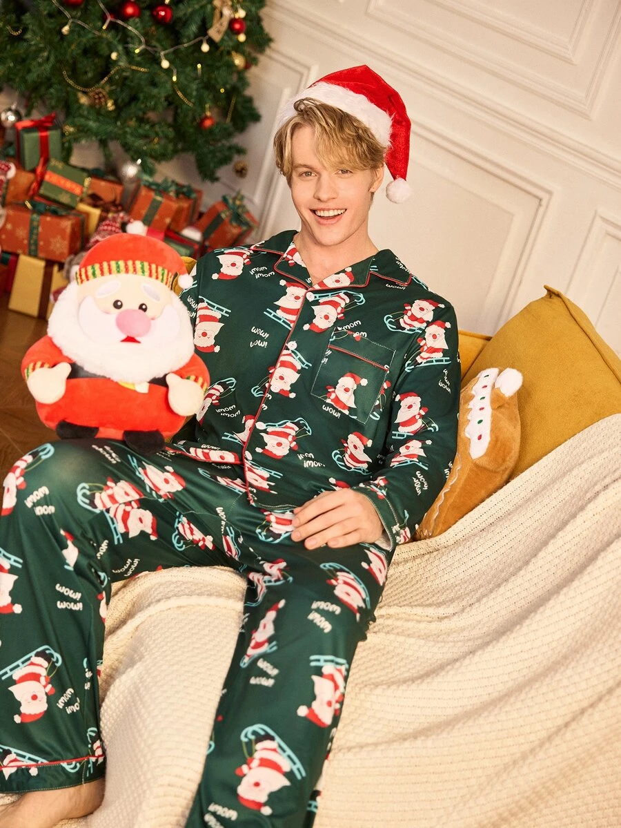 Notgurli Christmas Men's Long Sleeve Long Pants Loungewear Set - Multicolor - View 1