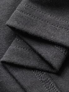 FRIFUL Áo thun dáng rộng casual đa năng phối màu trơn và vải lưới xuyên thấu họa tiết chấm bi - Xám - Xem 3