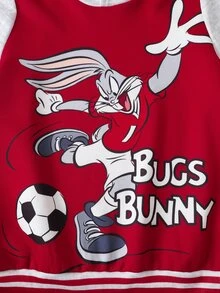 LOONEY TUNES X SHEIN Tween Boy Letter Cartoon Graphic Casual Daily Sweatshirt - Multicolor - View 5