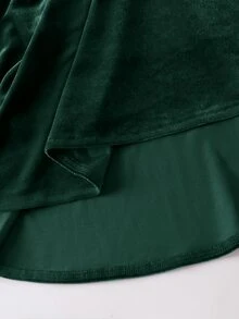 SHEIN 少女深酒紅色休閒純色洋裝 - 綠色 - 查看 8